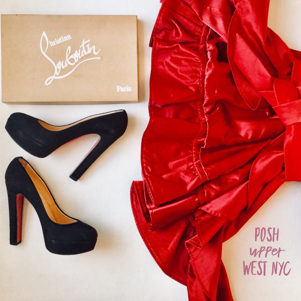 Christian Louboutin Black Suede Platform BiBi 140